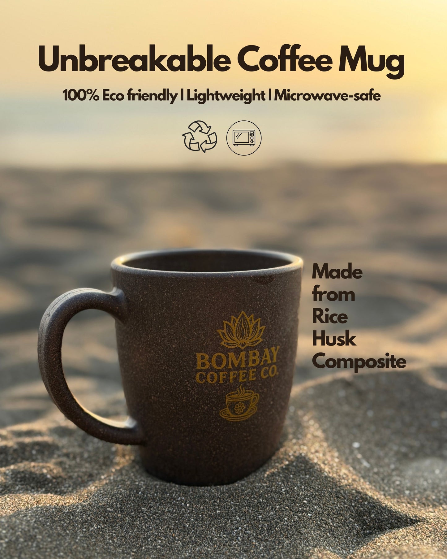 Unbreakable Coffee Mug - Made from Rice Husk